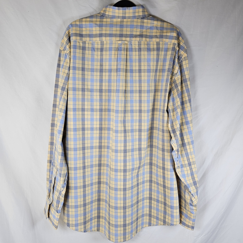 Izod Men's Yellow Multi Plaid Button Down Collar Long Sleeve Sport Shirt Size L - Picture 8 of 15